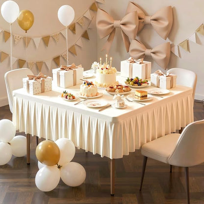 PARTISKY Ivory Spandex Square Tablecloths 60x60 Inch, Wrinkle Free Fitted Card Table Cloth Stretch Square Table Cover for Kitchen Dinner, Holiday Party, Wedding Banquet, Display Trade Show