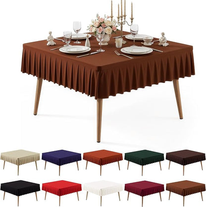 PARTISKY Brown Spandex Square Tablecloths 48x48 Inch, Wrinkle Free Fitted Card Table Cloth Stretch Square Table Cover for Kitchen Dinner, Holiday Party, Wedding Banquet, Display Trade Show