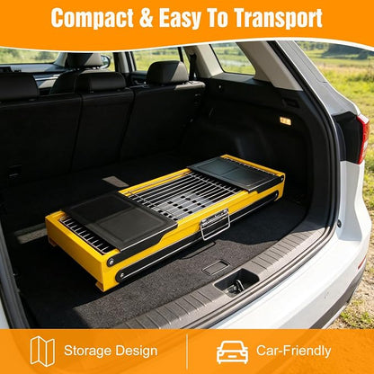 Portable Charcoal Grill, Stainless Steel Camping Tabletop BBQ Grill with Foldable Side Shelves, Compact Tabletop Barbecue with Carry Handle for Outdoor Picnic Backyard Beach Travel