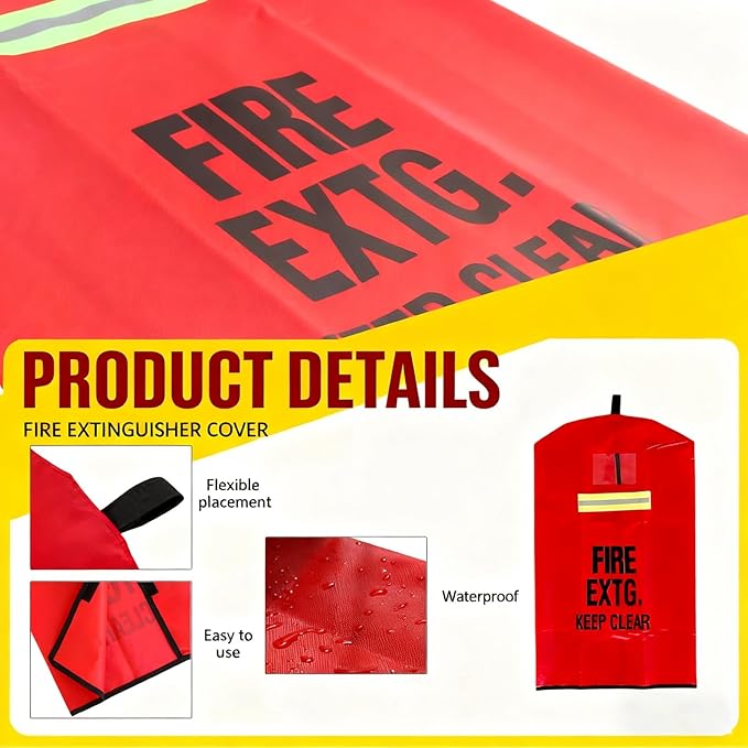 Fire Extinguisher Cover with reflective strap, 10-20LB Heavy-duty fire extinguisher protective sleeve, Portable from Scuffs & Scratches Accessories,Suitable for outdoor or home 18 "Wx 24"