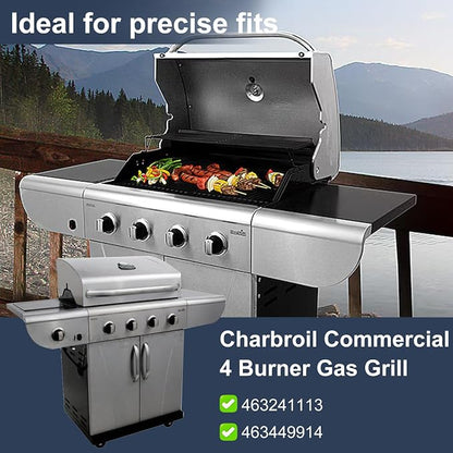 Criditpid Grill Replacement Parts for Charbroil 463241113 463449914 Gas Grill, Heat Plate Shields, Crossover Tubes, Igniters, Burner Tube & Cooking Grates for CharBroil Commercial 4-Burner Gas Grills