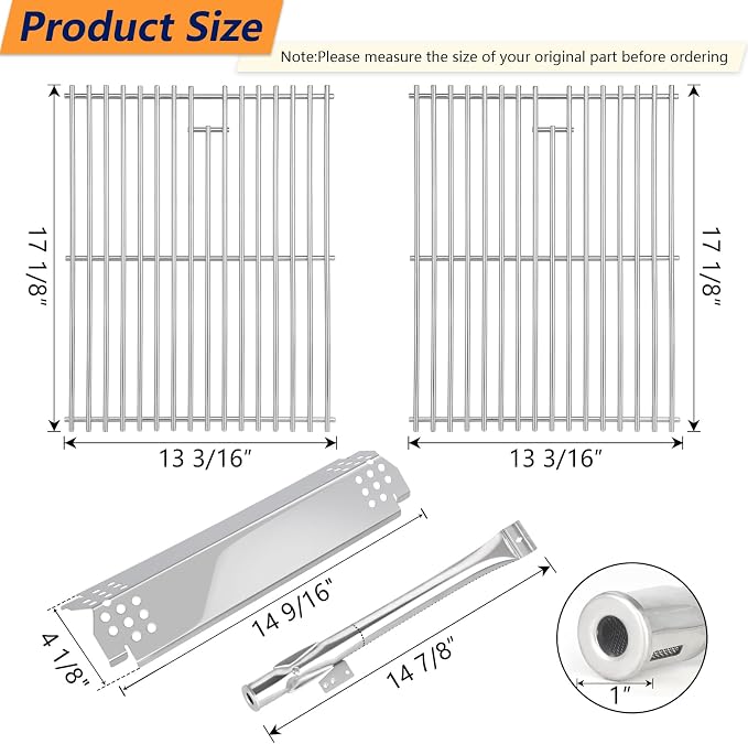 Grill Grease Tray Kits for Nexgrill Replacement Parts 4&5-Burner Gas Grill,Stainless Steel Grill Grates,Burners,Heat Plates,Adjustable Grease Drip Pan for Nexgrill Parts 720-0888,720-0830H,720-0958A