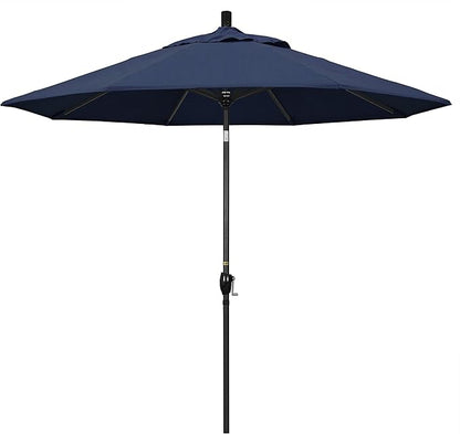 California Umbrella GSPT908302-48080 9' Round Aluminum Market, Crank Lift, Push Button Tilt, Black Pole, Sunbrella Spectrum Indigo