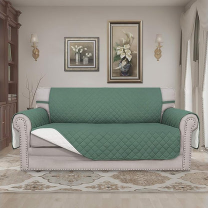 Easy-Going Reversible Couch Cover, 2 Cushion Sofa, Cyan/Ivory | Oversized Loveseat Slipcover For Dogs, Water Resistant Mat, Living Room, Non-Slip Sofa Cover, Pet Friendly