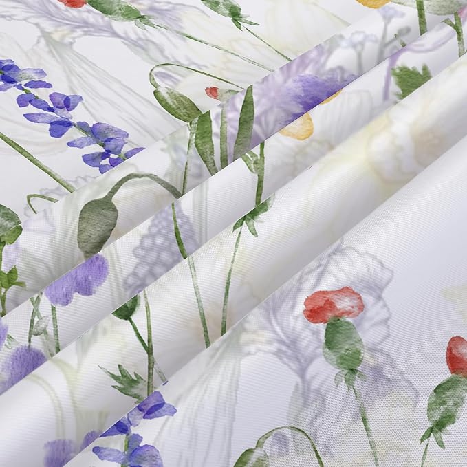 SASTYBALE Spring Summer Tablecloth, 52" x 70" Rectangular Watercolor Wild Flower Birds Plants Decorative Table Cloth Washable Water Resistant Table Cover for Party Picnic Dinner Decor, Colourful