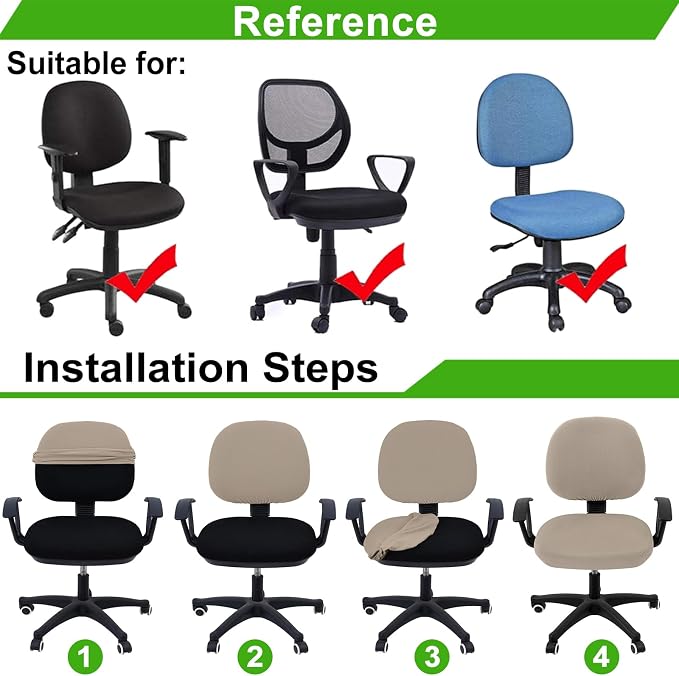 Smiry Office Computer Chair Covers for Desk Rotating Chair Protector | Stretch Jacquard Removable Washable Universal Slipcovers, Seat + Backrest Cover, Taupe