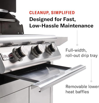 Blaze Prelude LBM Built-In Natural Gas Grill | 32-Inch 4-Burner BBQ with 56,000 BTUs | 304 Stainless Steel Construction | Flame Stabilizing Grids | BLZ-4LBM-NG