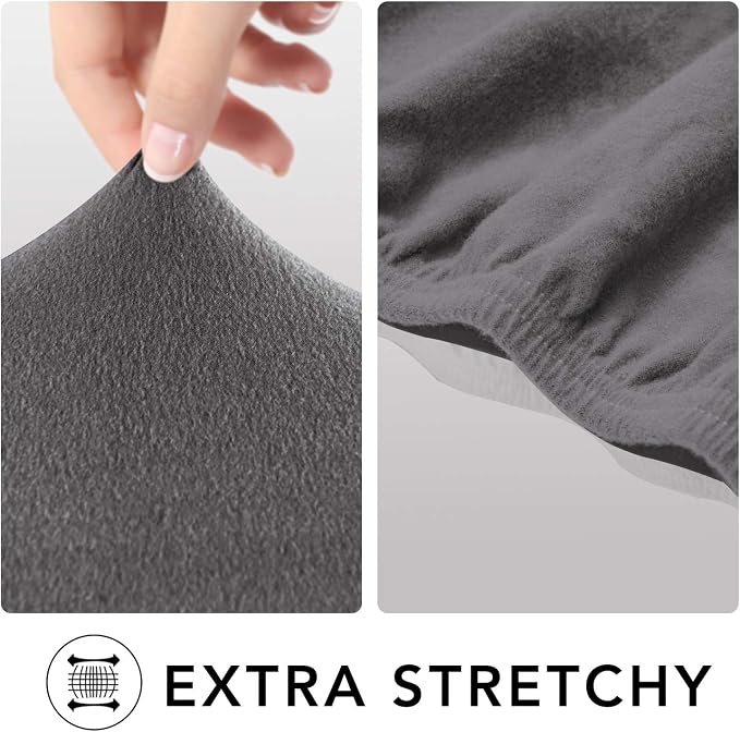 PureFit Stretch Loveseat Covers Fleece Couch Covers for Sofa Light Gray | 1-Piece Sofa Slipcover Soft Couch Protector, Sofa Cover Washable with Non Skid Foam and Elastic Bottom for Kids, Dogs