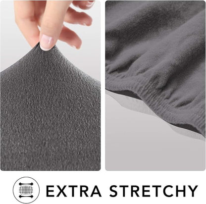 PureFit Stretch Loveseat Covers Fleece Couch Covers for Sofa Light Gray | 1-Piece Sofa Slipcover Soft Couch Protector, Sofa Cover Washable with Non Skid Foam and Elastic Bottom for Kids, Dogs