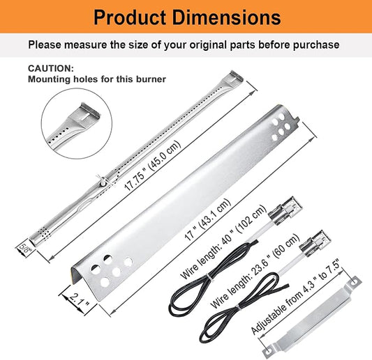 Char Broil Grill Replacements, charbroil Grill Burner; 6-Burner | Burner L=17.75 inch,304 Stainless Steel;For Charbroil Performance 6 & 5 Burner Grills 463244819 463274419 463274819 463347519
