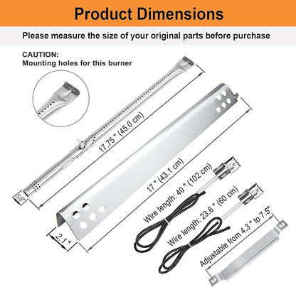 Char Broil Grill Replacement Part, Charbroil Grill Burner;5-Burner | Burner L=17.75 inch,304 Stainless Steel;For Charbroil Performance 5 & 4 Burner Grills 463347519 463373019 463342119 463243519