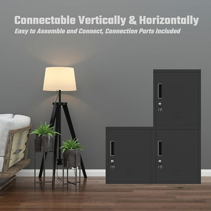 Metal Storage Locker Cabinet with Locking Door and Adjustable Shelf for Home Office Classroom Workshop Organization (Black)