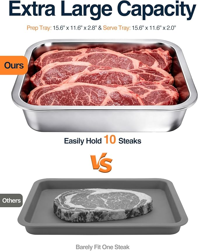 5 in 1 Grill Prep Tray and Carry System, Large Grilling Prep and Serve Tays with Lid and Cutting Board, Deep Meat Marinating Container as BBQ Grilling Gift, Home Series, XL
