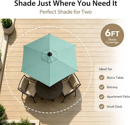 AMMSUN 6FT Patio Umbrella, Outdoor Table Umbrella with Push Button Tilt | UPF50+ Sun Protection and Water-Resistant Fabric, Premium Steel Pole and Ribs, Height-Adjustable and Push-Button Tilt