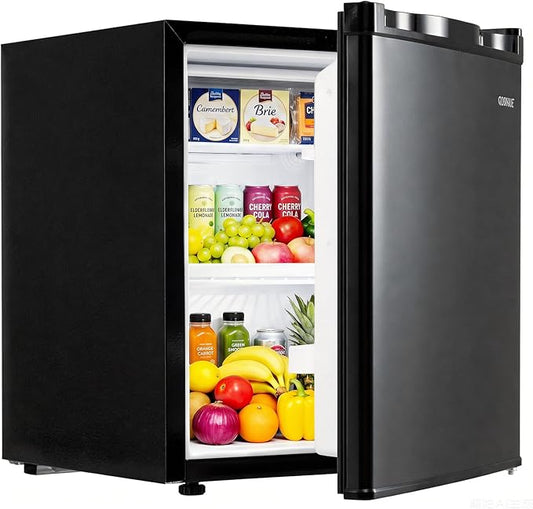 COSTWAY 1.7 Cu.Ft Mini Fridge, Compact Refrigerator w/Chiller Compartment, Adjustable Thermostat, Reversible Single Door & Low Noise, Small Refrigerator for Dorm, Office, Bedroom & Apartment (Black)