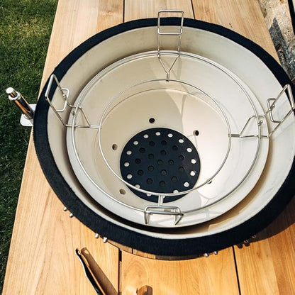 Ash & Ember 18" Kamado Grill Kit, 265 Sq In Cooking Space, Built-In Thermometer Airflow Vent, Heat Deflector, Charcoal Plate, Clip Tool, Protective Cover, Ash Drawer Ash Tool
