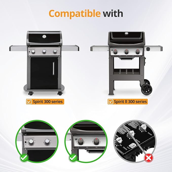 7638 Cast Iron Grill Grates, Compatible with Weber Spirit 300 Series (2007–2017 Front Control) & Spirit II 300 GS4 (2018+), Fits E-310, E-330, S-330, 17.5" x 11.9", 2-Pack