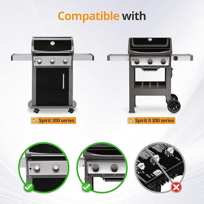 7638 Cast Iron Grill Grates, Compatible with Weber Spirit 300 Series (2007–2017 Front Control) & Spirit II 300 GS4 (2018+), Fits E-310, E-330, S-330, 17.5" x 11.9", 2-Pack