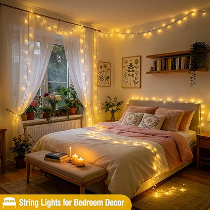 JMEXSUSS 66ft 200 LED Christmas Lights Outdoor, Warm White Christmas Tree Lights Indoor Plug in, 8 Modes Twinkle String Light for Outside Bedroom Wedding Party Classroom Dorm Ceiling Home Decorations