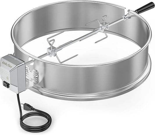 Onlyfire Stainless Steel Rotisserie Ring Kit Barbecue Accessories for Weber 22" Kettle Grill and Other Similar Size Grills