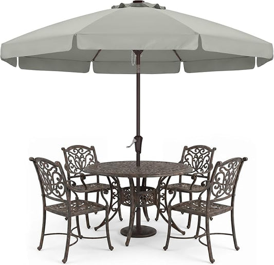ABCCANOPY 10ft Scalloped Patio Umbrella, Outdoor Table Umbrella with Tilt and Crank, Fiberglass Ribs Deck Umbrella for Patio, Pool, Garden, Picnic (Light Gray)
