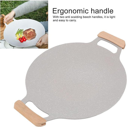 Diydeg Korean BBQ Grill Pan, Nonstick Stovetop Griddle, Aluminum Round, Silver, 30cm/11.8in
