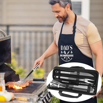 Engraved Grilling Gifts for Men, Grilling Accessories for Dad, Grill Gifts for Men Who Have Everything, Stainless Steel Grill Utensils Set, Gifts for Father's Day for Husband from Daughter Son Wife
