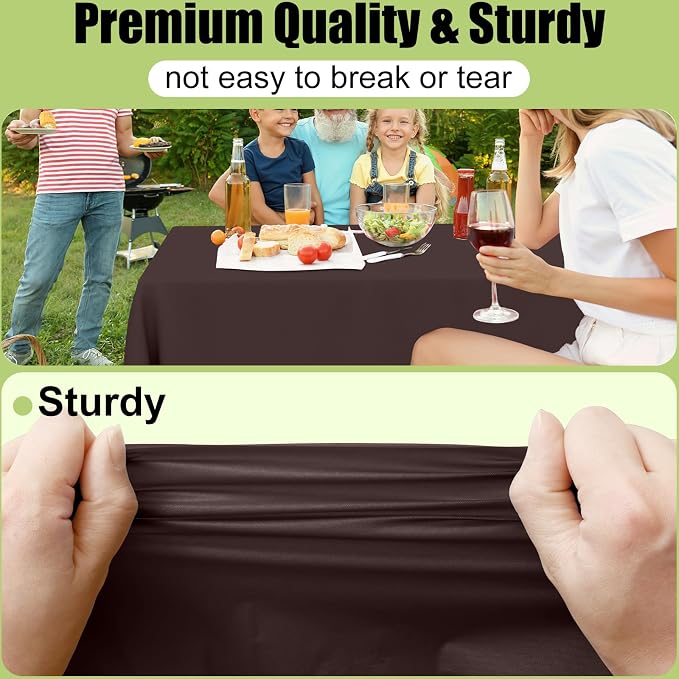 Smiry Disposable Table Cloth 3 Pack, 84 Inch Round Waterproof Plastic Tablecloth, Decorative Round Table Covers for Party, Birthday, Picnic, Coffee