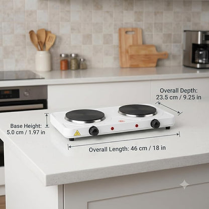Electric Countertop Burner, Double Burner, 2000W Infrared Hot Plate, Portable Electric Cooktop, 5 Level Adjustable Temperature Control Cooking Ranges for Home Dorm Camping