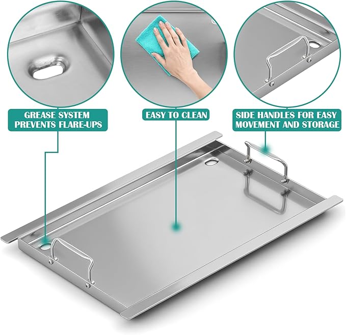 Full-Size Griddle Insert for Napoleon P500 and Rogue 525 Grills, Flat Top Griddle for Prestige/PRO 500 and Rogue 525 gas BBQ grills and Other Brands of Grills of Matching Dimensions