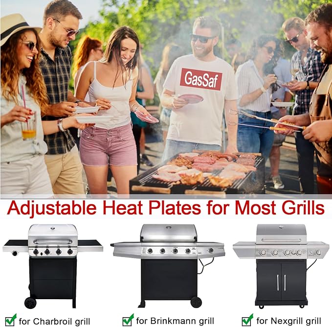 GasSaf Heat Plate Shield Adjustable, Heat Tent Burner Covers Extends from 11.75" up to 21" L, Porcelain Flavorizer Bar Universal Replacement for Brinkmann, Charbroil, Nexgrill and More Grills (4-Pack)