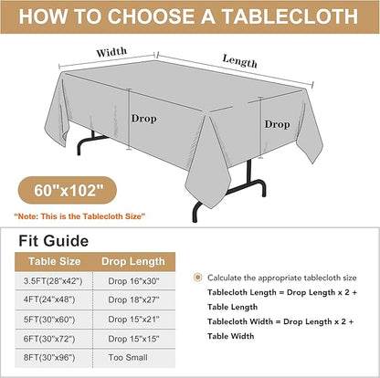 sancua Rectangle Tablecloth - 60 x 102 Inch - Stain and Wrinkle Resistant Washable Polyester Table Cloth, Decorative Fabric Table Cover for Dining Tables, Buffet Parties and Camping, White