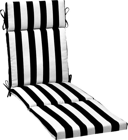 Arden Outdoor Chaise Cushion, 21 in x 72 in, Weather-Proof, Rain-Proof, Fade Resistant Patio Cushion for Chaise Lounger Black Cabana Stripe | Lounge Cushion, Weather-Proof, Rain-Proof, Fade Resistant for Chaise Lounger, Mold and Mildew Resistant