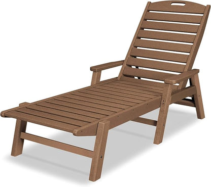 POLYWOOD NCC2280TE Nautical Arms Chaise, Teak