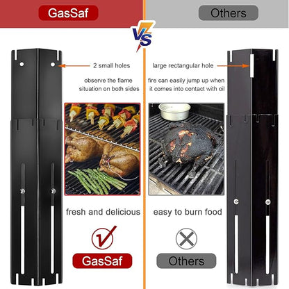 GasSaf Heat Plate Shield Adjustable, Heat Tent Burner Covers Extends from 11.75" up to 21" L, Porcelain Flavorizer Bar Universal Replacement for Brinkmann, Charbroil, Nexgrill and More Grills (4-Pack)