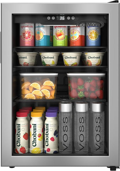 KoolMore 17 Inch Beverage Refrigerator, 2.5 Cu. Ft. Fridge Cooler, 70 Can Glass Door Drink Fridge for Dorm, Bedroom, Office, Bar, Retail Display, ETL Listed
