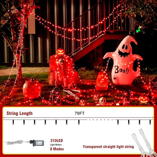 70FT Red String Lights, 210 LED Waterproof Seasonal Fairy Lights with 8 Modes, Indoor Outdoor Decorative Lighting for Christmas, Valentine’s Day, Wedding, Party, Garden