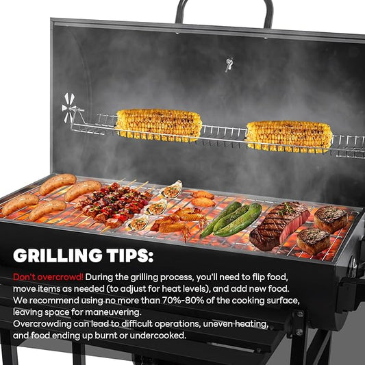 Charcoal Grill Barrel: Charcoal Grill with Rack - Outdoor BBQ Grill for Camping, Picnic, Courtyard, Party (Large)