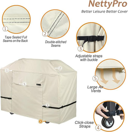 NettyPro Griddle Cover for Blackstone 36 inch Griddle Waterproof Heavy Duty 4 Burner Flat Top Gas Grill Cover 36" Cooking Station, Beige