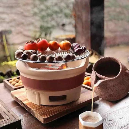 Portable Clay Charcoal Stove for Outdoor Cooking, Camping BBQ Grill, Traditional Picnic Grill, Essential Outdoor Cooking Gear for Adventures and Gatherings Brown Medium