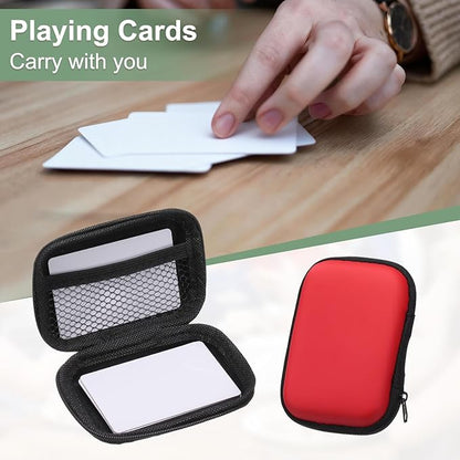2Pcs Card Game Case, Soft Cloth Playing Waterproof Card Storage Travel Game Case Compatible for Outdoor Gaming Camping, Red, Orange