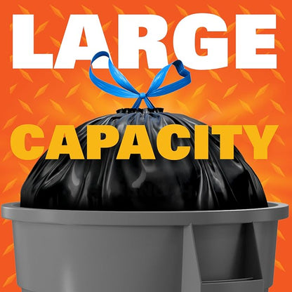 Hefty Strong 30 Gallon Trash_Bags, Large Trash-Bags 30 Gallon Size, Durable Drawstring Enclosure, Resists Punctures, Leaks, and Tears, Black, Unscented, 56 Bags (Pack of 3)