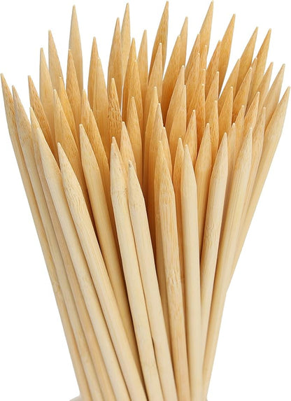 HANSGO 100PCS Natural Bamboo Skewers, 8Inch Wooden Skewers for Appetizers, Fruit, Kabobs, Grilling Kebabs, Corns, Cocktail Picks for Drinks, Sturdy & Durable