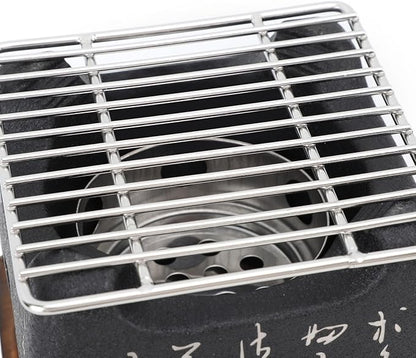 Japanese Script Food Charcoal Stove, Fast Heating Portable Barbecue Stove, Heat Resisting Food Charcoal Stove for Grilling Family (19.5x18cm / 7.7x7.1in)