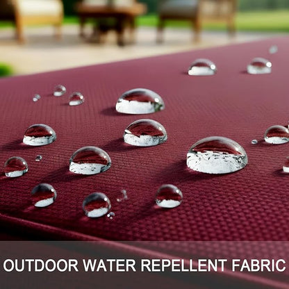 NettyPro Outdoor Cushion Covers Replacement Set 4 Water Repellent UV Resistant Patio Chair Seat Cushion Slipcover with Zipper and Tie, 20 x 18 x 4 Inch, Burgundy