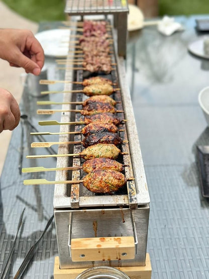 The Bincho Grill 36" Yakitori Charcoal Grill, Japanese Style Tabletop Robata BBQ – Stainless Steel, Commercial Grade Binchotan Grill for Skewers – Authentic, Heavy-Duty, Rust-Resistant