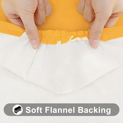 Smiry Rectangle Tablecloth, Elastic Fitted Flannel Backed Vinyl Tablecloths for 8ft Folding Tables, Waterproof Wipeable Table Covers for Indoor, Outdoor, Camping and Picnic (Mustard Yellow, 30"x96")