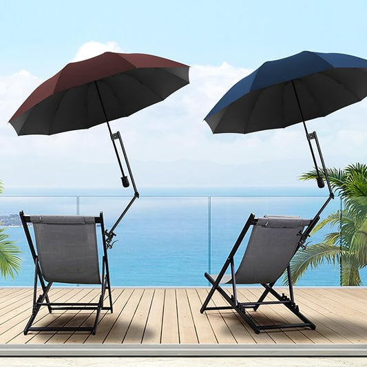 Patio Umbrellas UPF 50+ 360 ° Adjustable Shade Umbrella,Beach Umbrella with Universal Clamp,Beach Clamp on Umbrella,suitable for Patio,beach chairs,golf carts, wheelchairs,carts,bleachers,camping and fishing