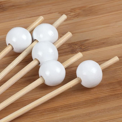 BambooMN Decorative Ball End Cocktail Fruit Sandwich Picks Skewers for Catered Events, Holiday's, Restaurants or Buffets Party Supplies - 5.9" Assorted, 100 pcs