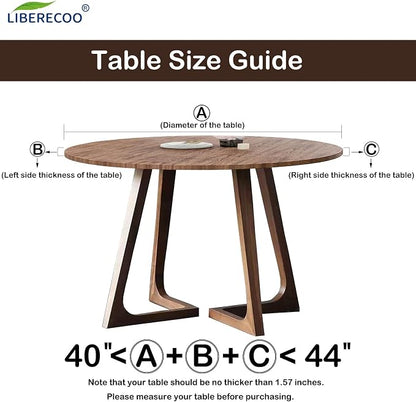 LIBERECOO Round Vinyl Fitted Tablecloth with Flannel Backing Elastic Edge Table Cover Waterproof Stain-Resistant Wipeable Tablecloths Fits 40-44" Round Tables